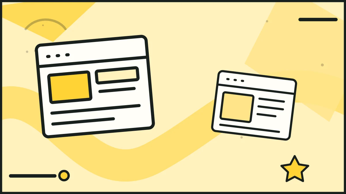 A website wireframe beside a browser page, illustrating wireframing.