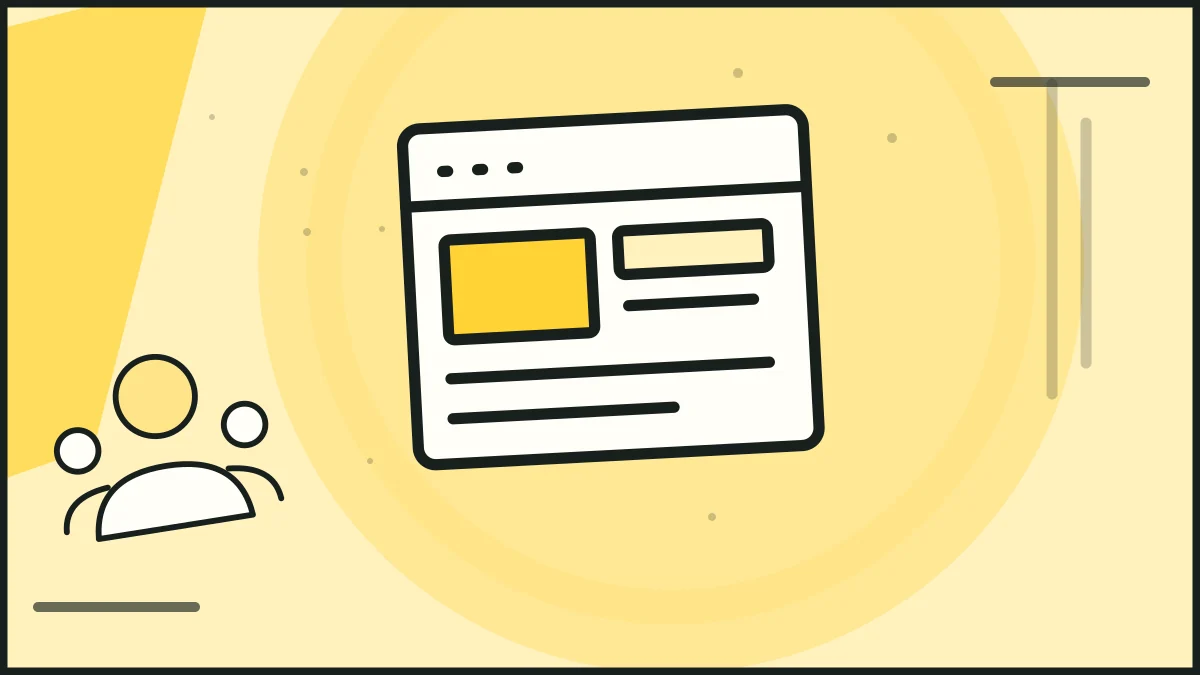 A website wireframe beside three people, illustrating accessible content.